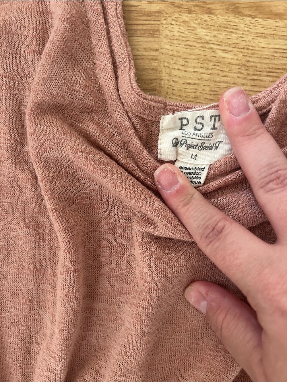 PST Los Angeles Smocked Hem Knit Tank Top Blush Pink Boho - Picture 2 of 3
